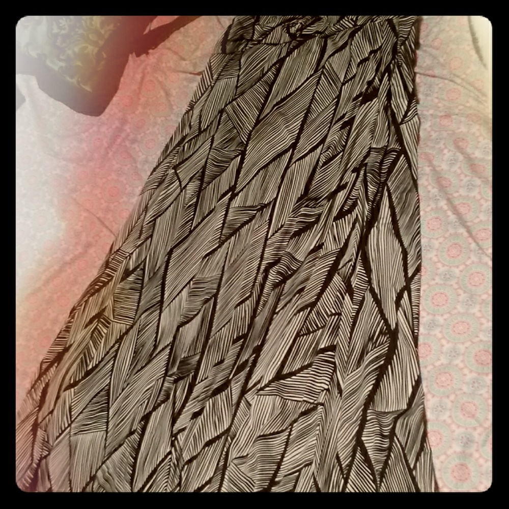 Floor length black and white skirt